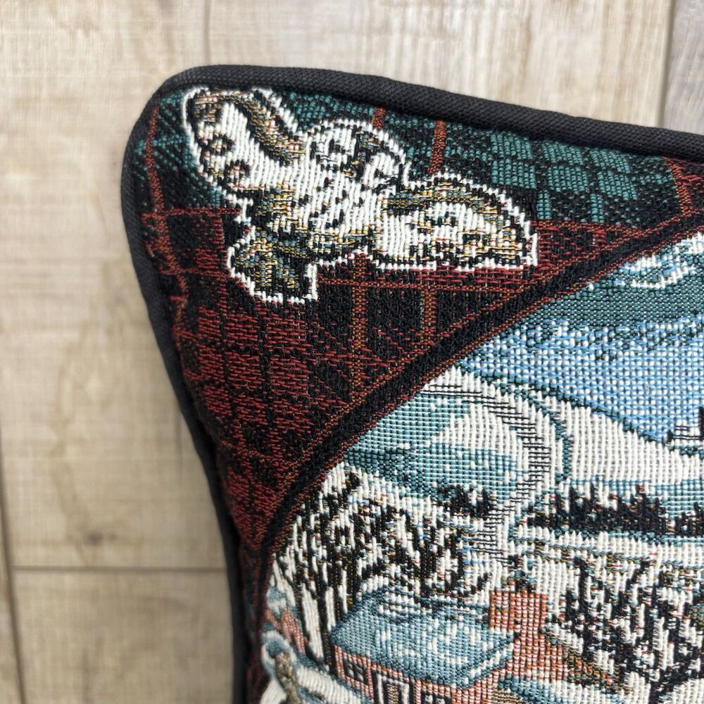 Vtg Disney 101 Dalmatians Puppy Tapestry Throw Pillow Winter Woodland 19” x 14” - Picture 8 of 11